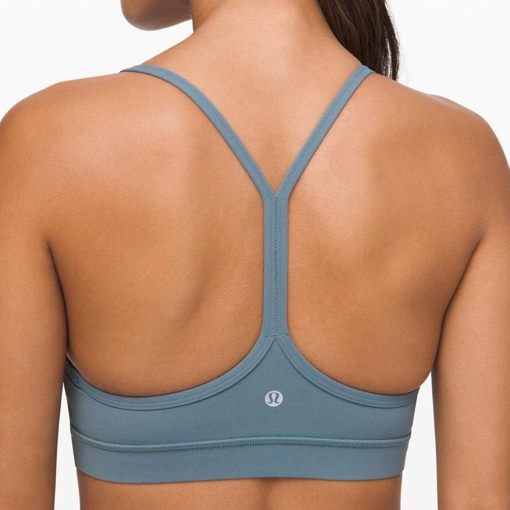 Lululemon 8 Flow Y Bra Nulu Blue Charcoal Light Support Racerback Sports Bra
